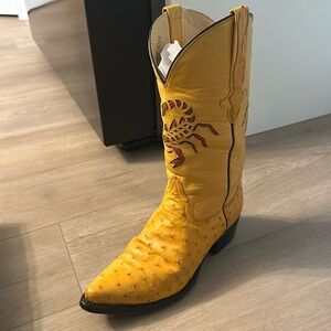Yellow Ostrich Scorpion Cowboy boot